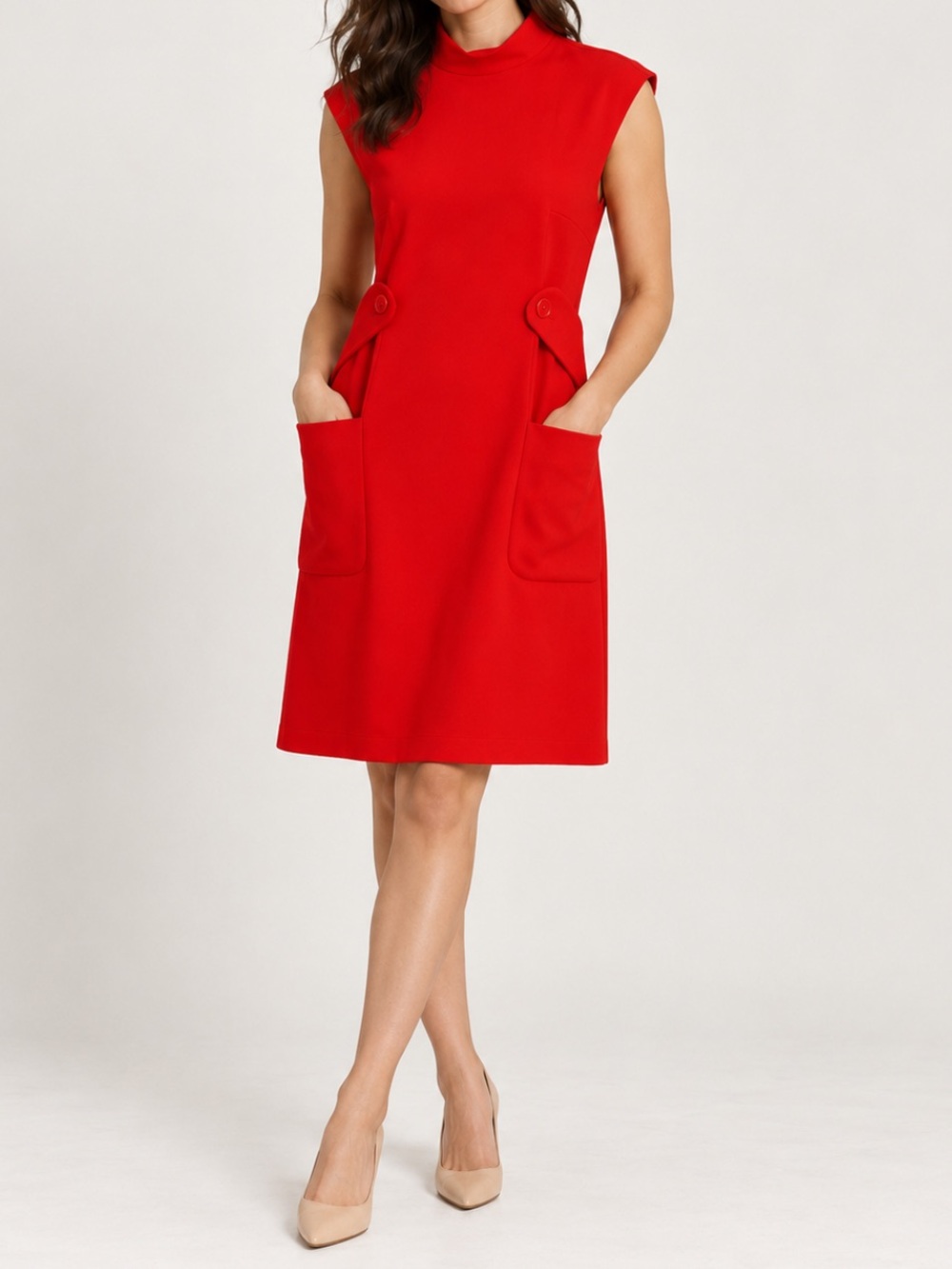 NWOT J. Peterman Nora Sleeveless Mock Neck Sheath Shift Dress Orange Medium